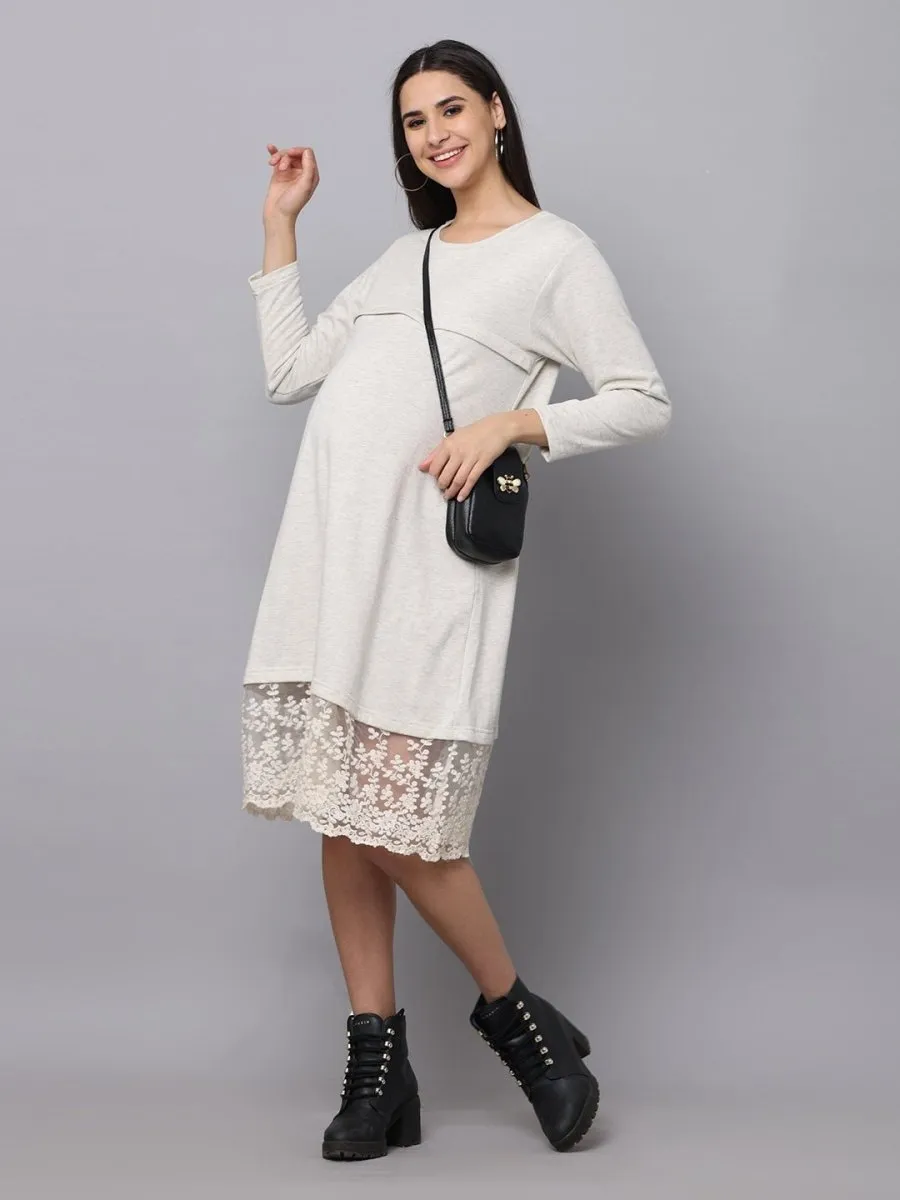 Winter Morning Maternity Sweater Dress With Nursing