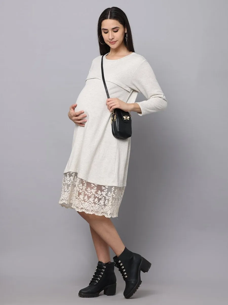 Winter Morning Maternity Sweater Dress With Nursing