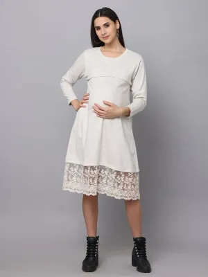 Winter Morning Maternity Sweater Dress With Nursing