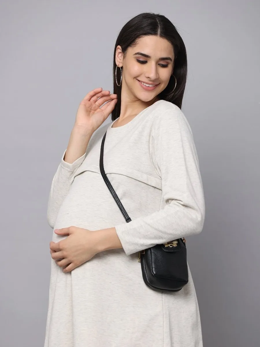 Winter Morning Maternity Sweater Dress With Nursing