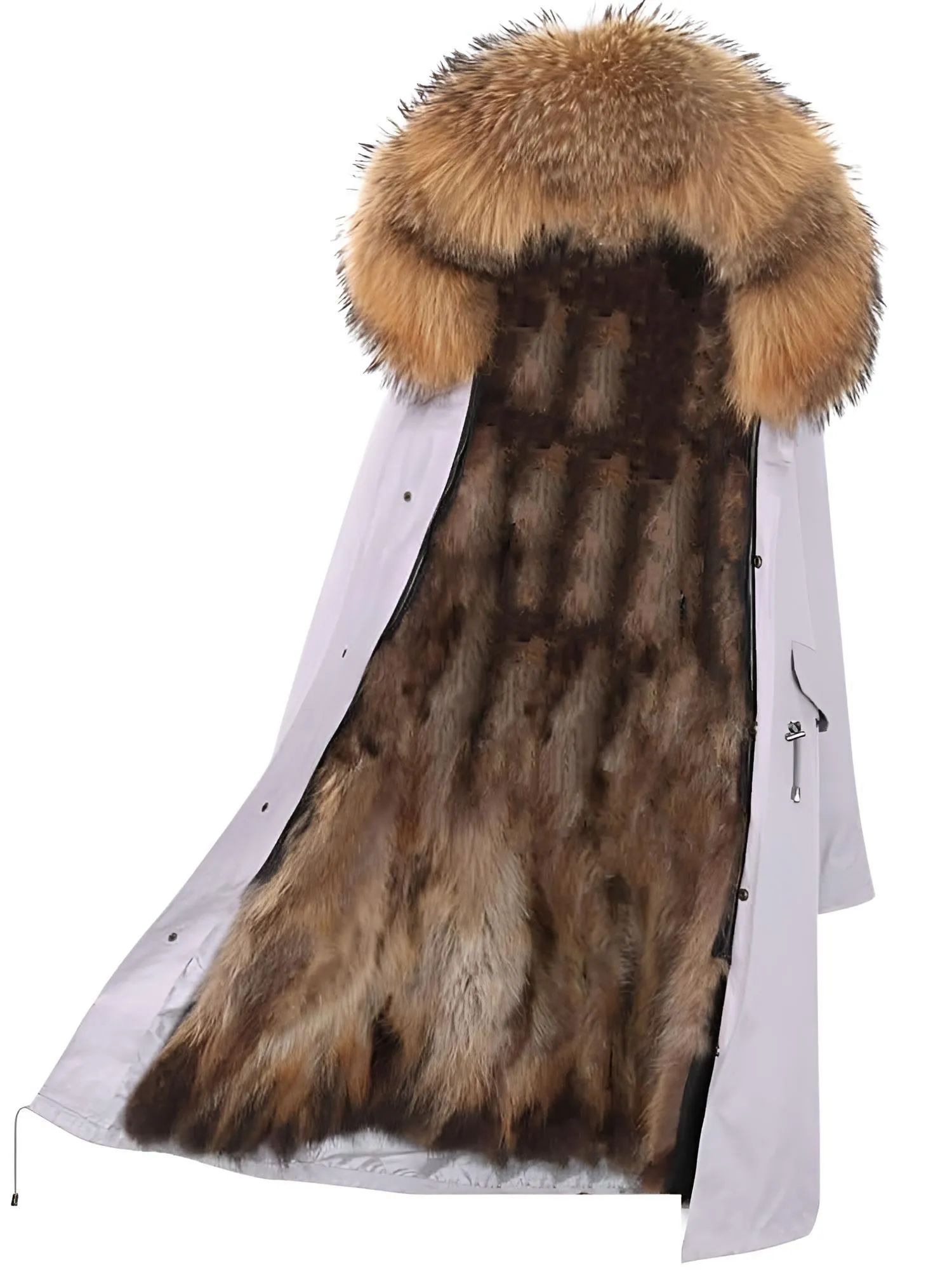 Women's Long Real Fur Coat Parka Waterproof