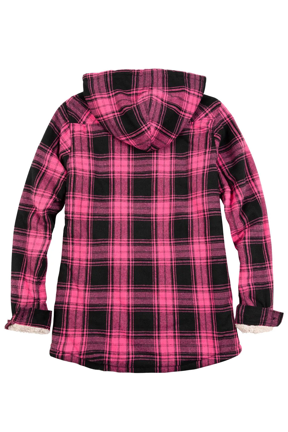 Women's Sherpa Lined Flannel Jacket with Hood, Button Up Plaid