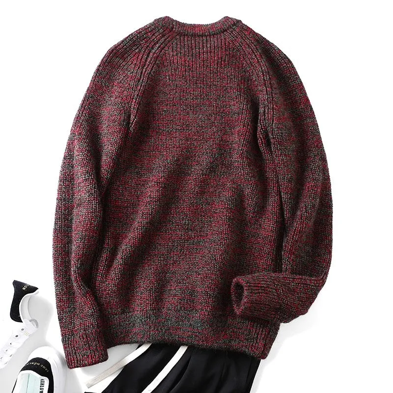 X03 Heavy all wool! Italian single foreign trade men's clothing factory cut label tail goods round neck sweater thickened sweater winter